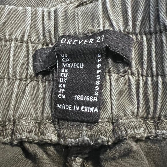 Forever 21- Size Small Jrs.  Army Green Cargo Cotton Pants-Side Pockets-Elastic - Picture 12 of 13